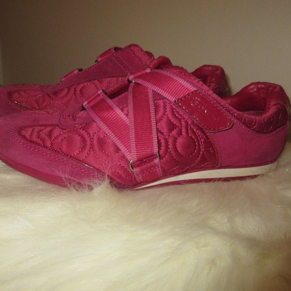 COACH pink sneakers velco/slip on  shoes Karra Size  8 1/2 - Picture 1 of 9